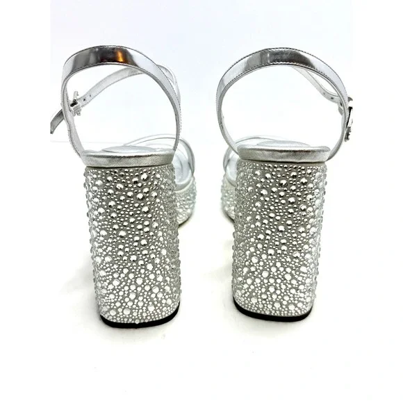 Michael Michael Kors Laci Ankle-Strap Platform Sandals Silver Size 10 NWT/BOX - Picture 7 of 9